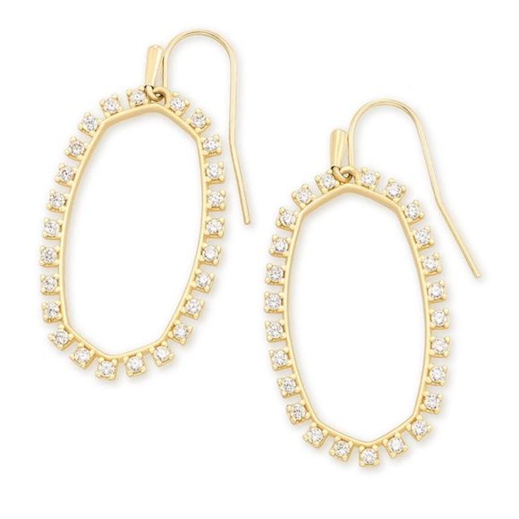 New Kendra‎ Scott Elle Open Frame Crystal Drop Earrings In gold - Picture 5 of 6